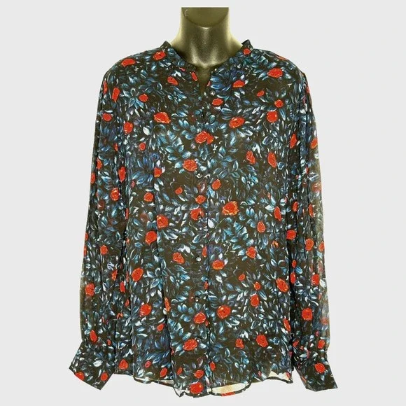 THE KOOPLES Womens Poison Roses Floral-Print Shirt Blouse Size Large ($268) - Picture 2 of 9